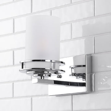 Fairfax Metal/Frosted Glass Contemporary Glam LED Vanity Light - JONATHAN Y